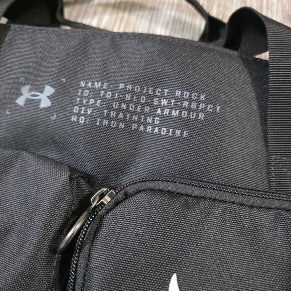 Under Armour x Project Rock Gym Sack Backpack Bag Black Mod Grey 1381925 001 New - Picture 4 of 9
